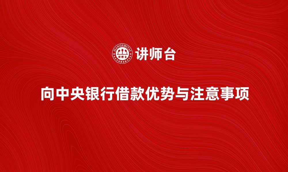 文章向中央银行借款的优势与注意事项大揭秘的缩略图