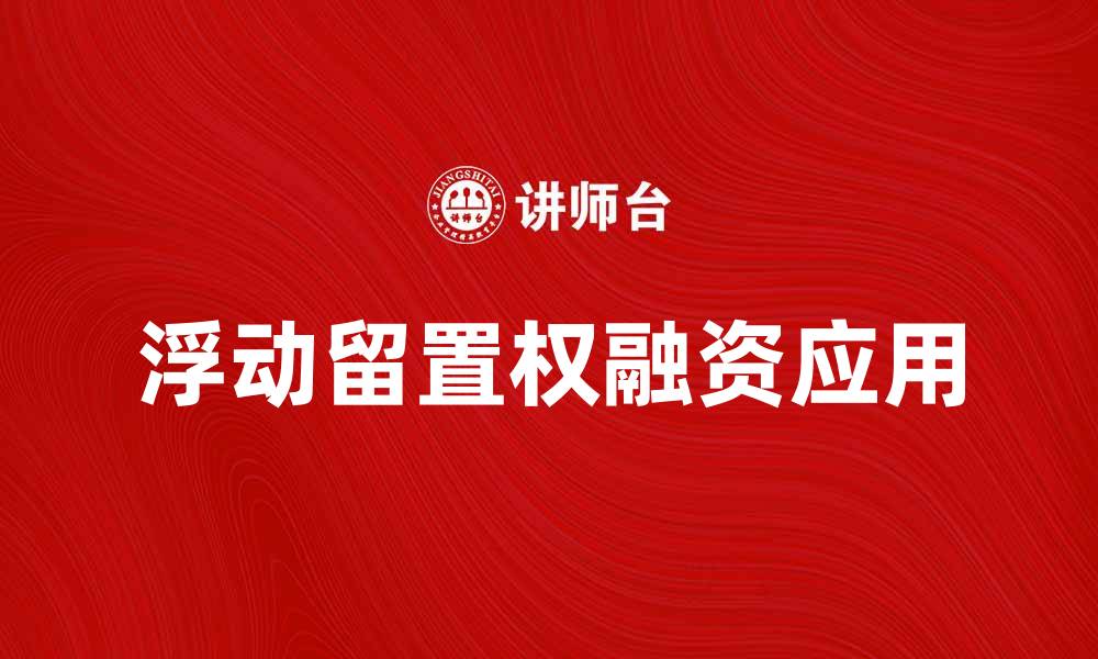 文章浮动留置权的概念及其在融资中的应用解析的缩略图