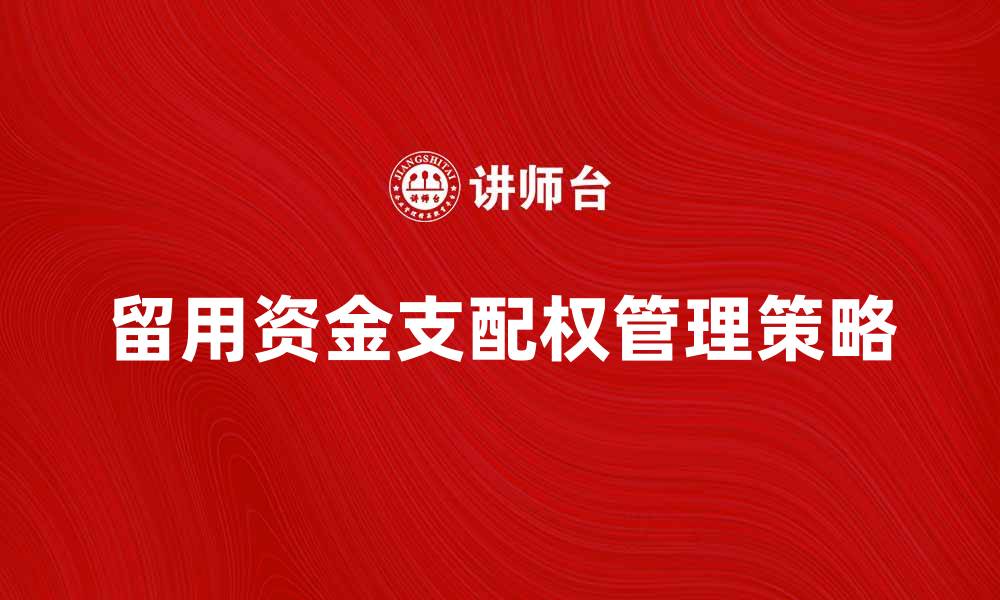 文章留用资金支配权的重要性与管理策略解析的缩略图