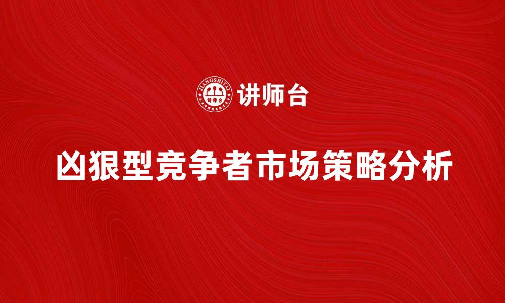 文章如何应对凶狠型竞争者的市场策略分析的缩略图