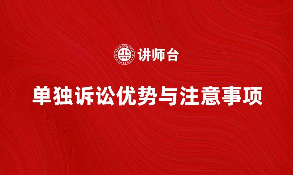文章单独诉讼的优势与注意事项解析的缩略图