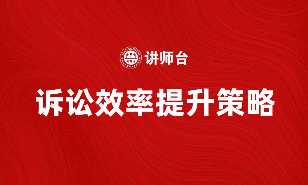 诉讼效率提升策略