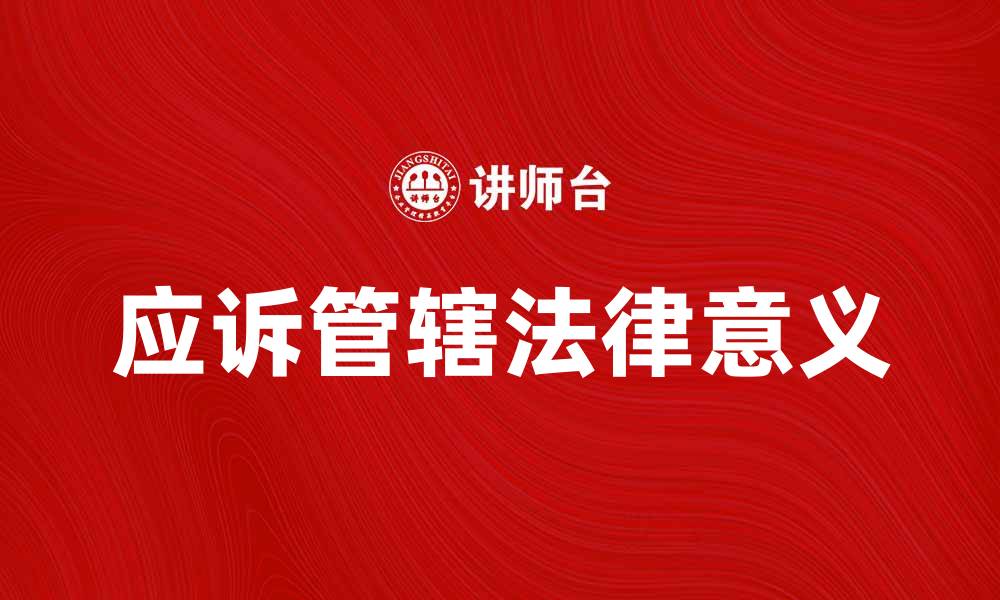 文章应诉管辖的法律意义与实践解析的缩略图