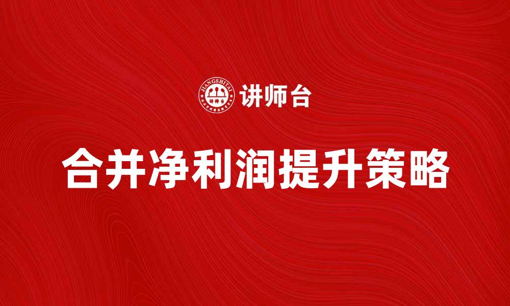 文章合并净利润分析：如何提升企业盈利能力的缩略图