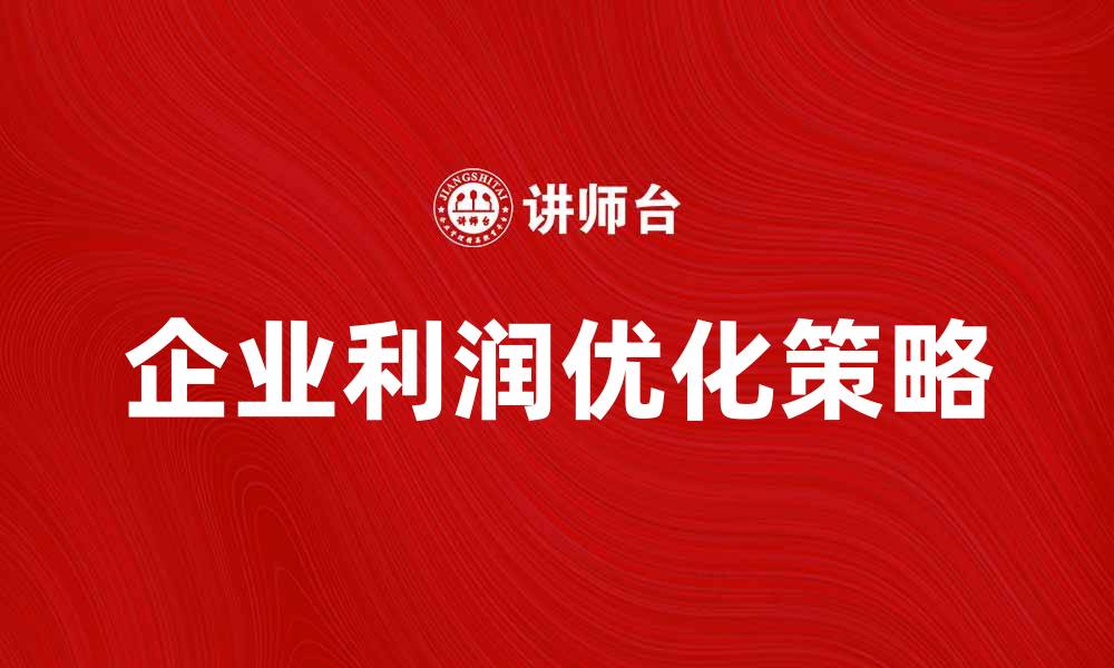 文章探寻企业成功的利润源与优化策略的缩略图