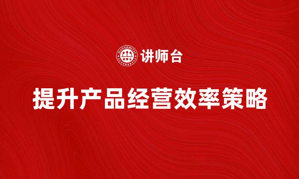 文章提升产品经营效率的五大策略解析的缩略图