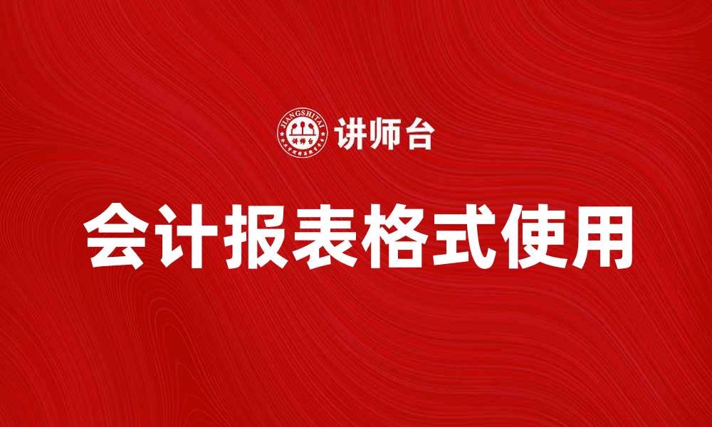 会计报表格式使用