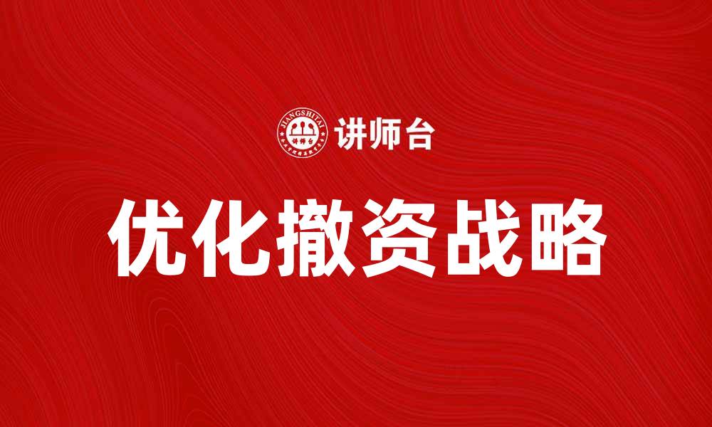 文章优化撤资战略，提升企业资金运作效率的缩略图