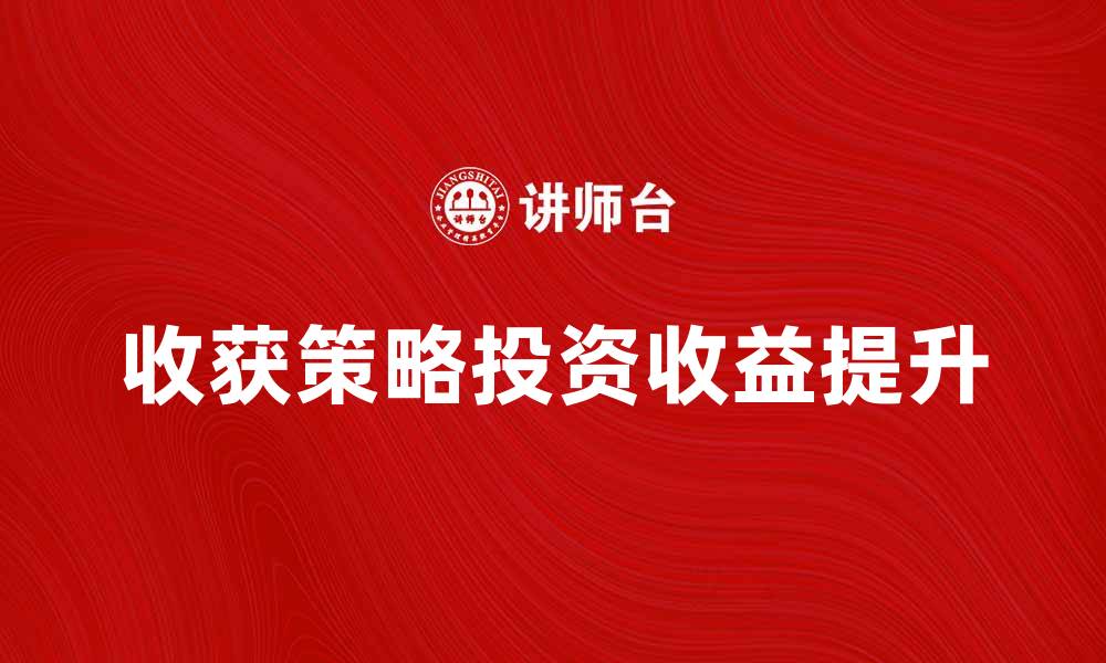 文章收获策略：提升投资收益的有效方法与技巧的缩略图
