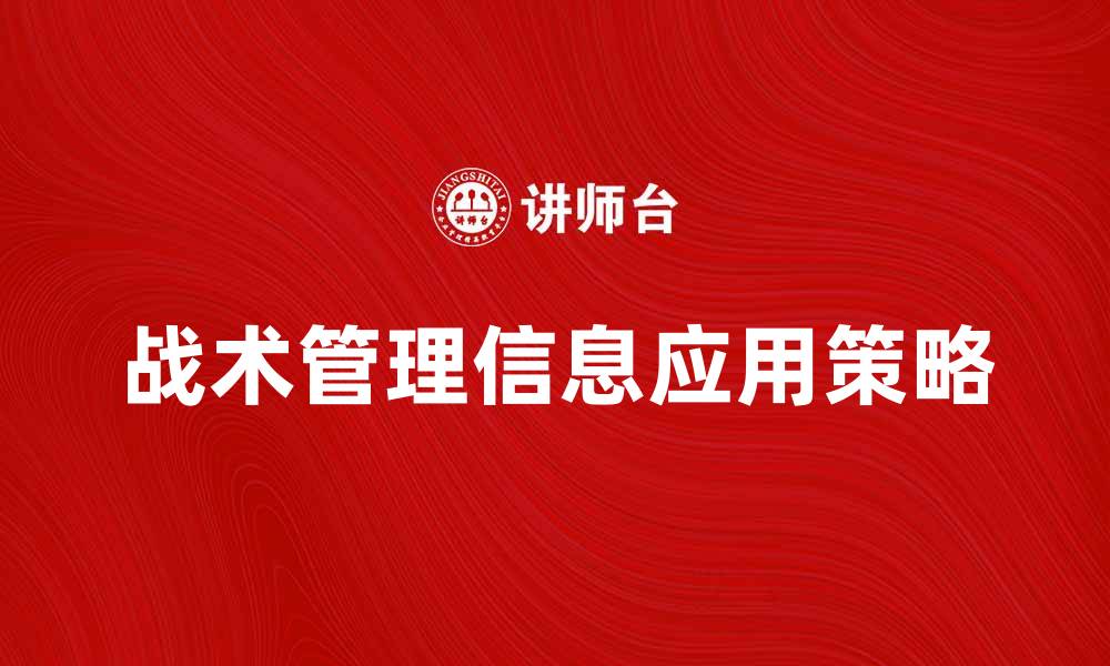 文章提升企业效率的战术管理信息应用策略的缩略图