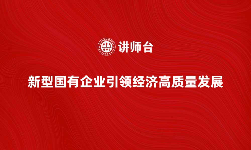 新型国有企业引领经济高质量发展