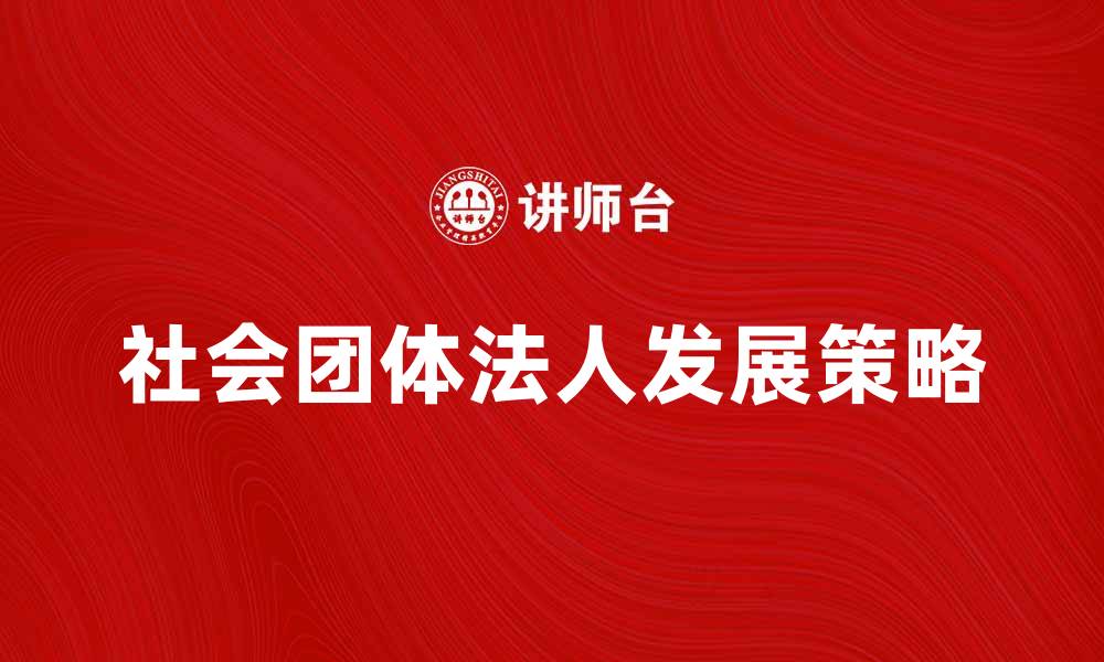 文章社会团体法人如何有效运作与发展策略的缩略图