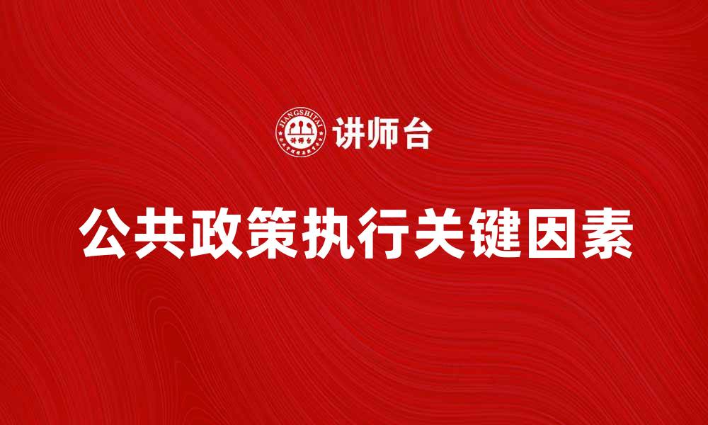 文章公共政策执行的关键因素与实践探索的缩略图