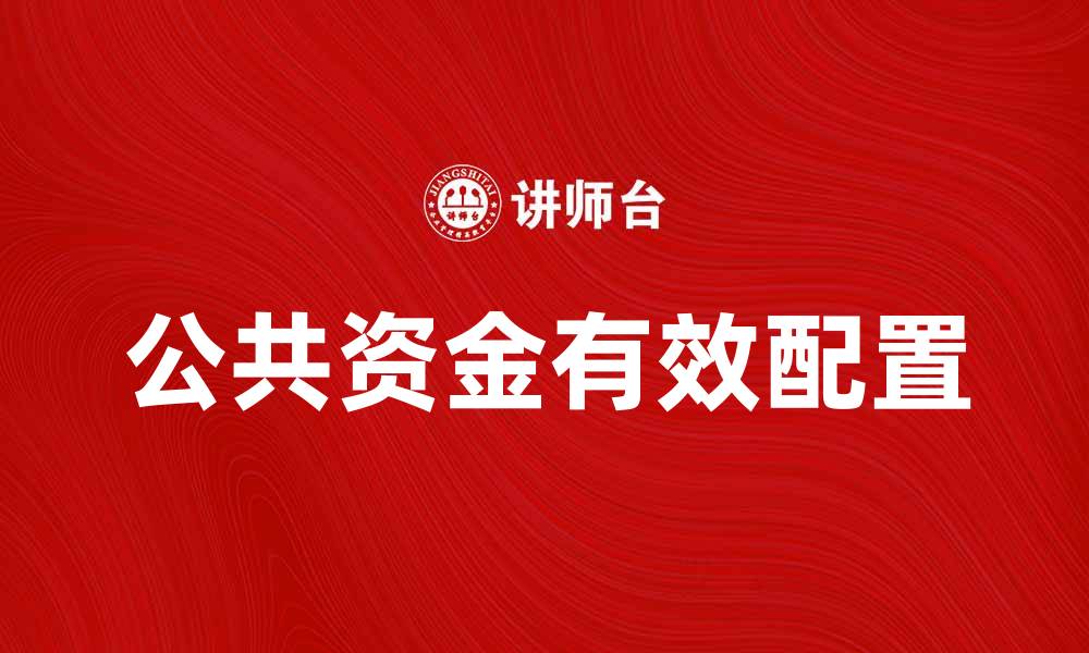 文章公共资金如何有效配置促进社会发展的缩略图