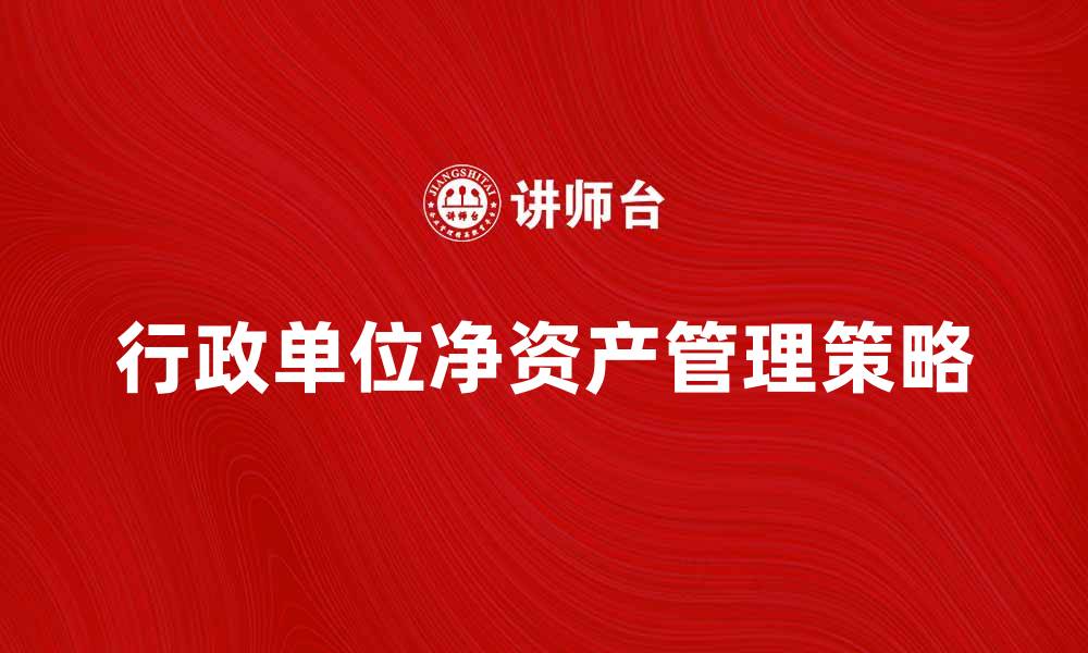 文章行政单位净资产的重要性与管理策略解析的缩略图