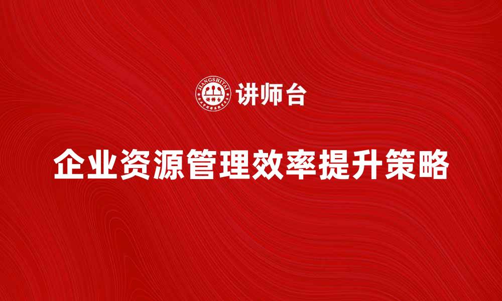 文章提升企业资源管理效率的关键策略解析的缩略图
