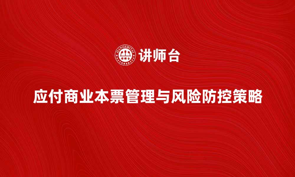 应付商业本票管理与风险防控策略