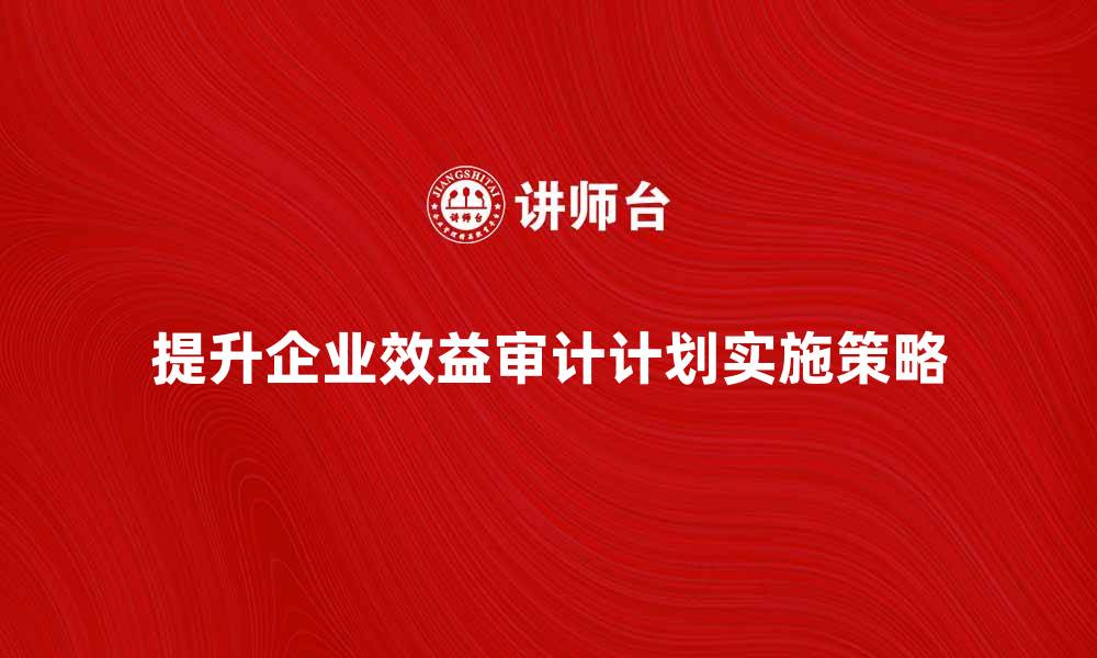 文章提升企业效益的具体审计计划解析与实施策略的缩略图
