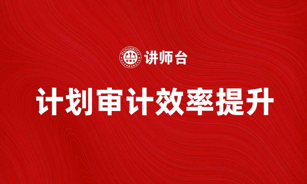 计划审计效率提升