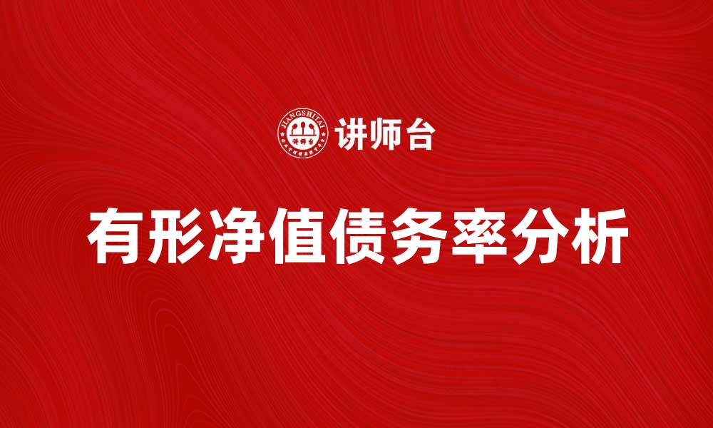 文章有形净值债务率分析：企业财务健康的重要指标的缩略图