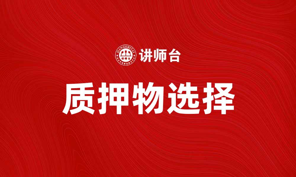 质押物选择