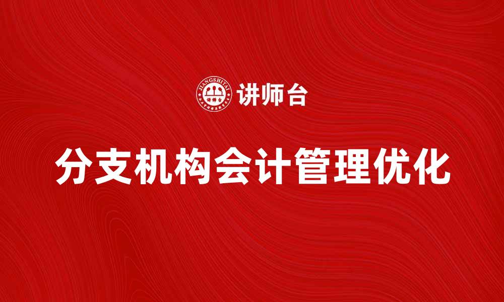 文章优化分支机构会计的财务管理策略与实践的缩略图