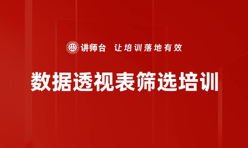 数据透视表筛选培训