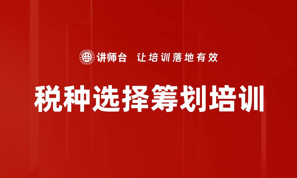 税种选择筹划培训