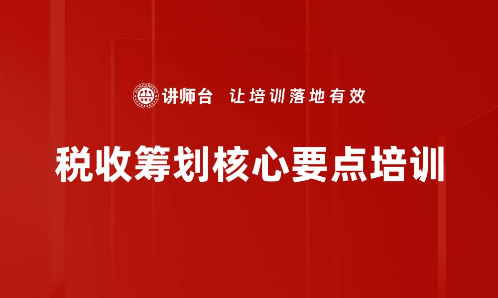 税收筹划核心要点培训