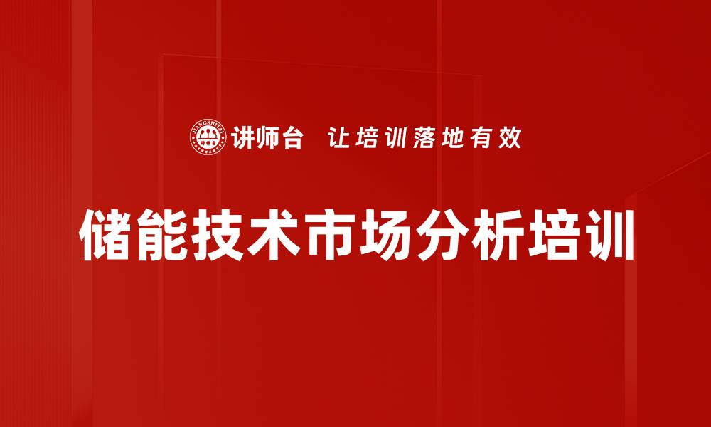 储能技术市场分析培训