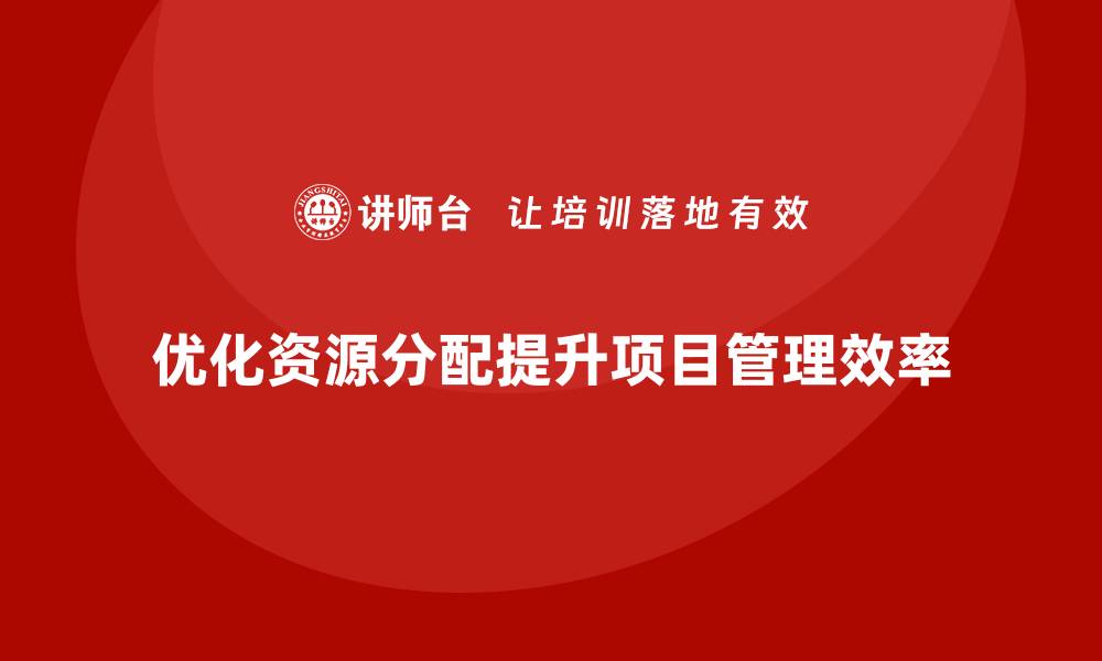 优化资源分配提升项目管理效率