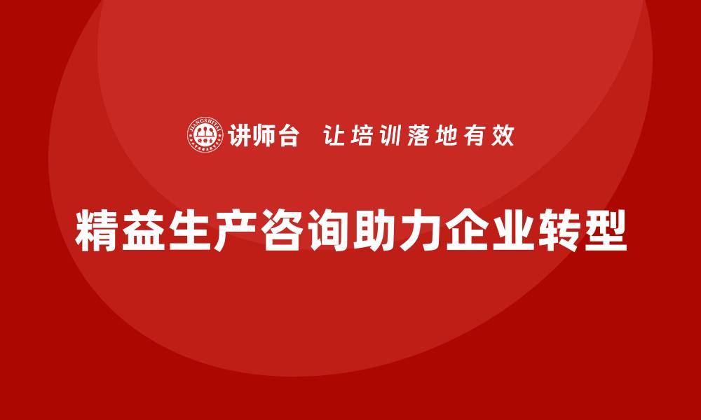 文章精益生产咨询如何强化流程管理与执行能力？的缩略图
