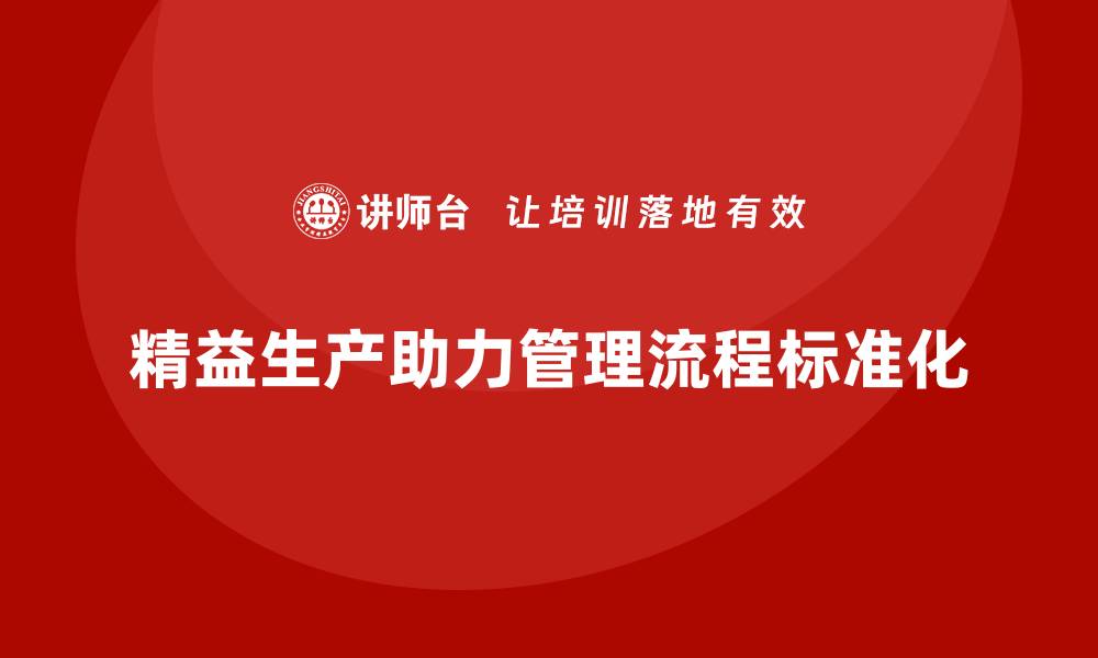 文章精益生产咨询助力企业管理流程控制标准化落地的缩略图