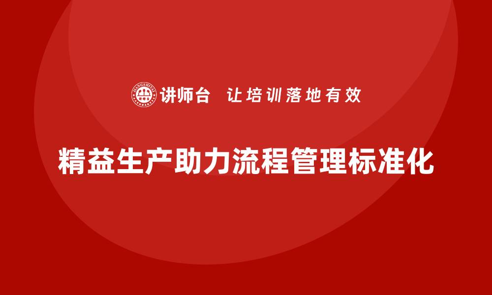 文章精益生产咨询助力生产流程管理标准化落地的缩略图