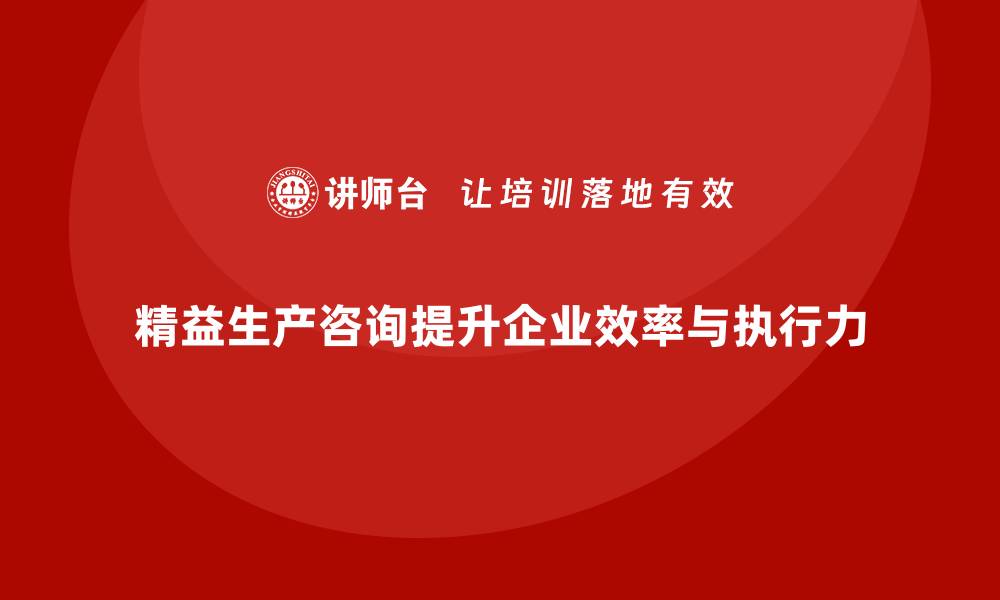 文章精益生产咨询推动执行力与管理流程效率全面提升的缩略图
