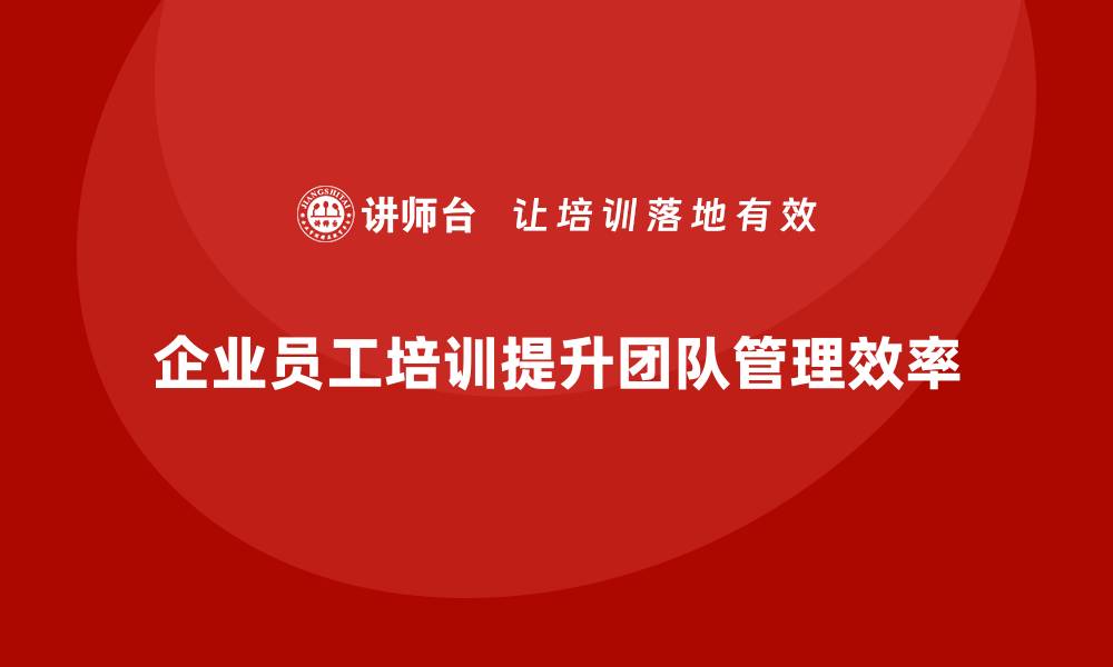 文章企业如何通过员工培训优化团队管理与运营效率的缩略图