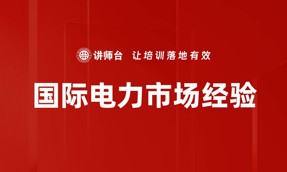 文章国际电力市场经验的缩略图