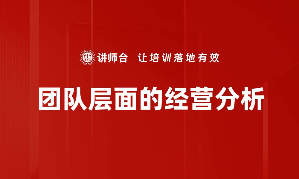 团队层面的经营分析