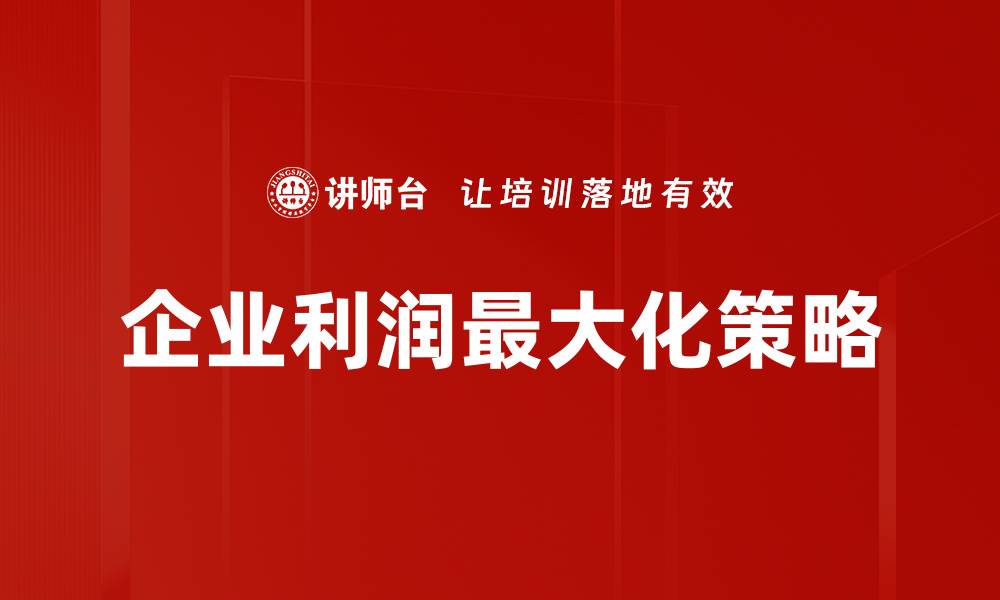 文章企业利润最大化策略的缩略图