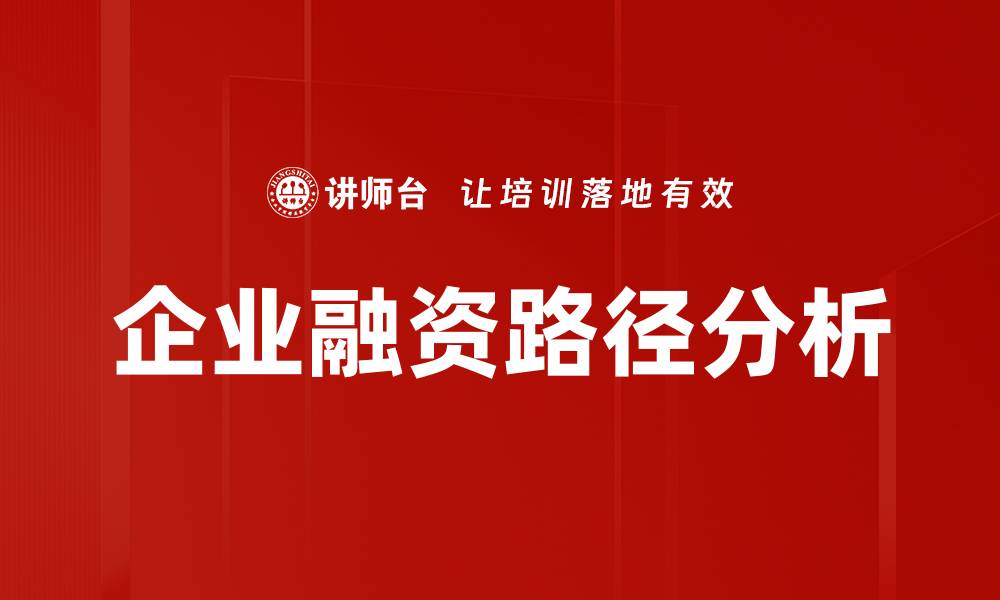 文章企业融资路径分析的缩略图