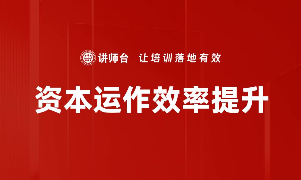 文章资本运作效率提升的缩略图