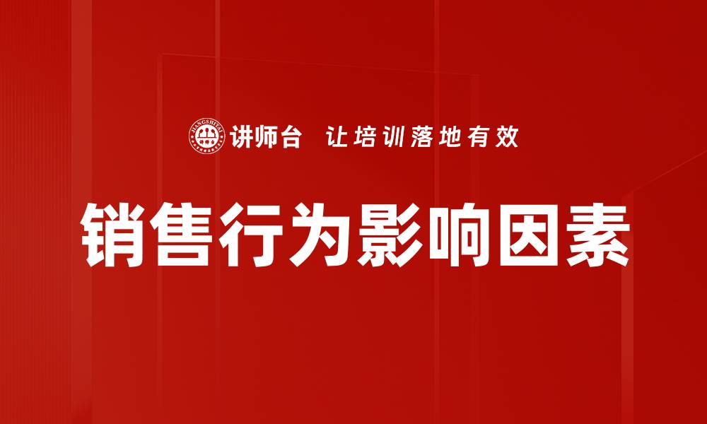 销售行为影响因素