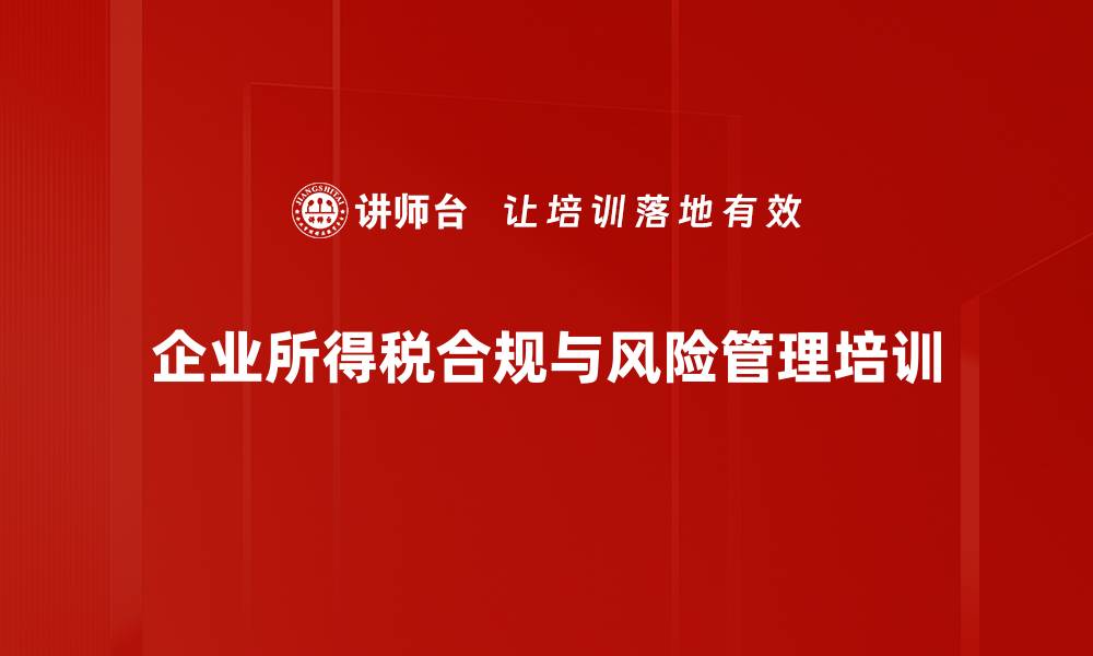 企业所得税合规与风险管理培训
