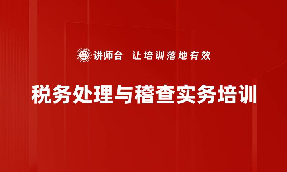 税务处理与稽查实务培训