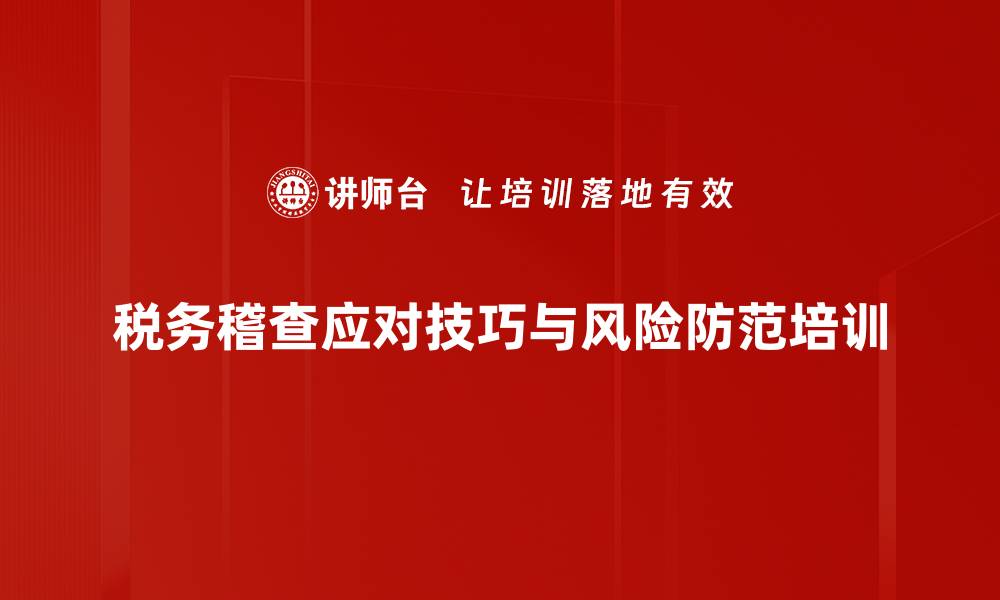 文章大数据时代税务稽查应对培训：精准识别风险与策略的缩略图