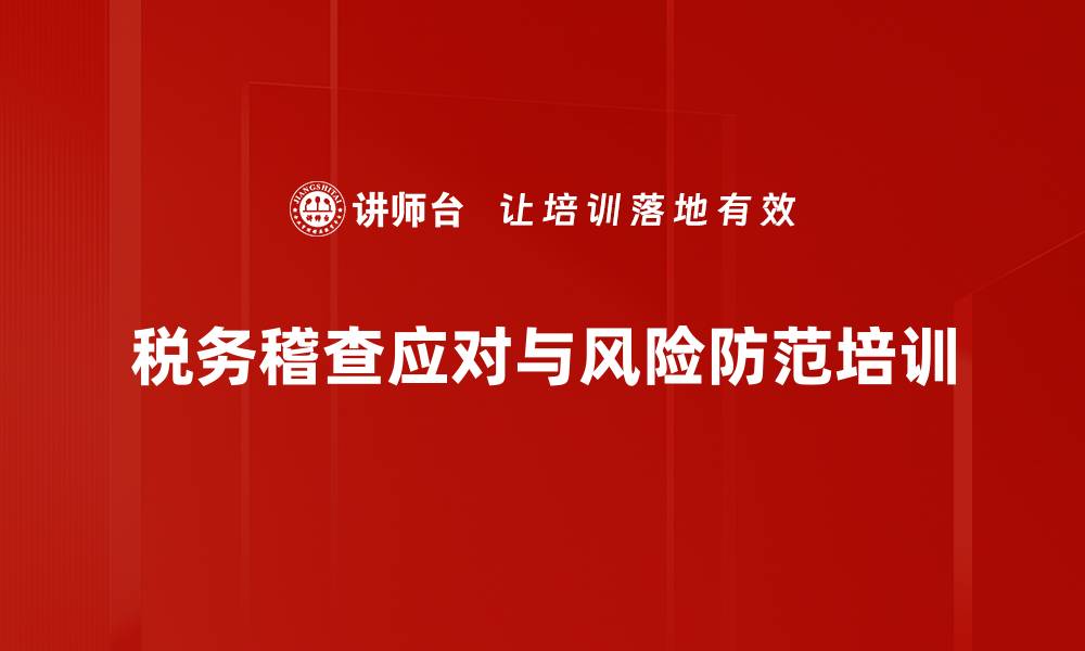 税务稽查应对与风险防范培训